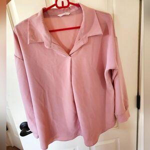Cute Korean k-fashion Pink blush mauve blouse OS